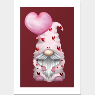 Pink Love Gnome Posters and Art